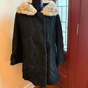 Vintage Lamb coat with Mink Collar